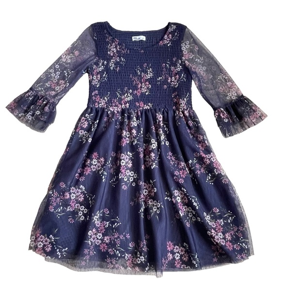 Epic Threads Girls Floral Mesh Dress Size L Bell Sleeves Lined - Picture 1 of 8